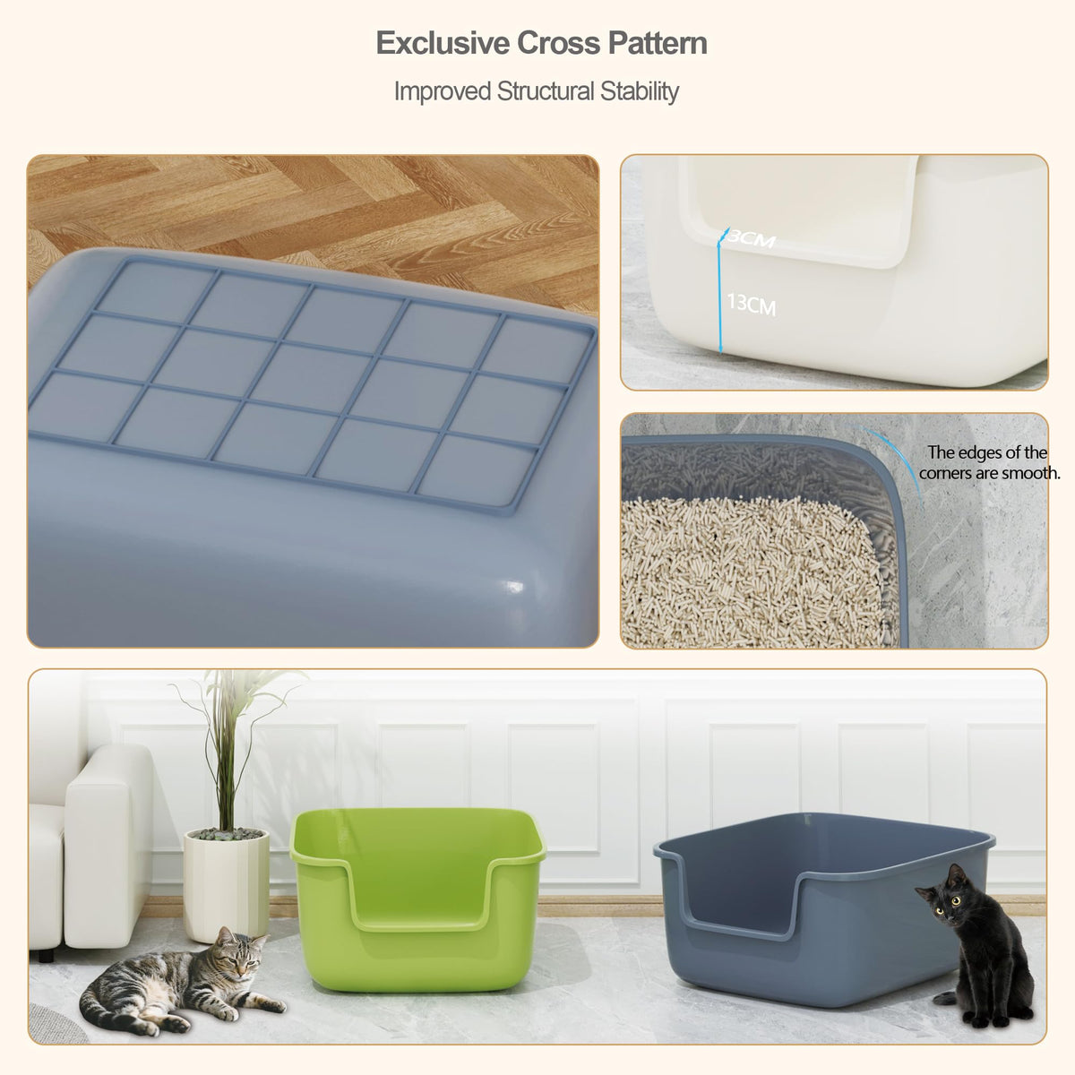 Large High Sided Cat Litter Box with Scoop 2 Pack U49047