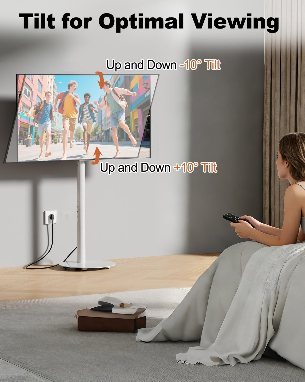 White Rolling TV Stand for 32-55 Inch TVs I940345