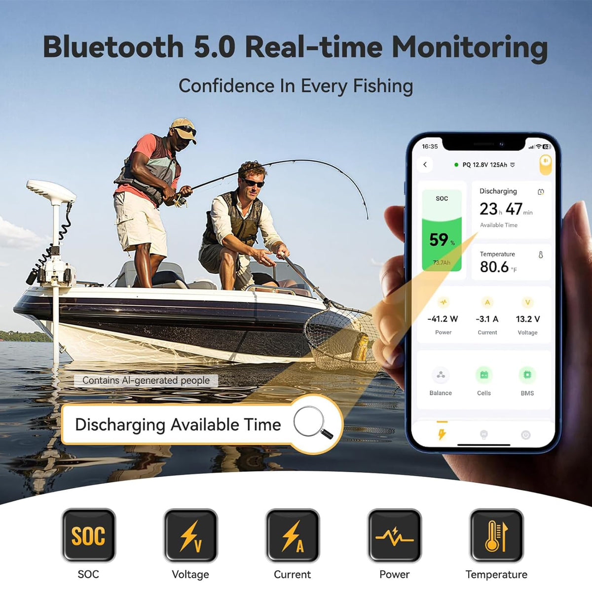 12V 125Ah Bluetooth LiFePO4 Battery H9061