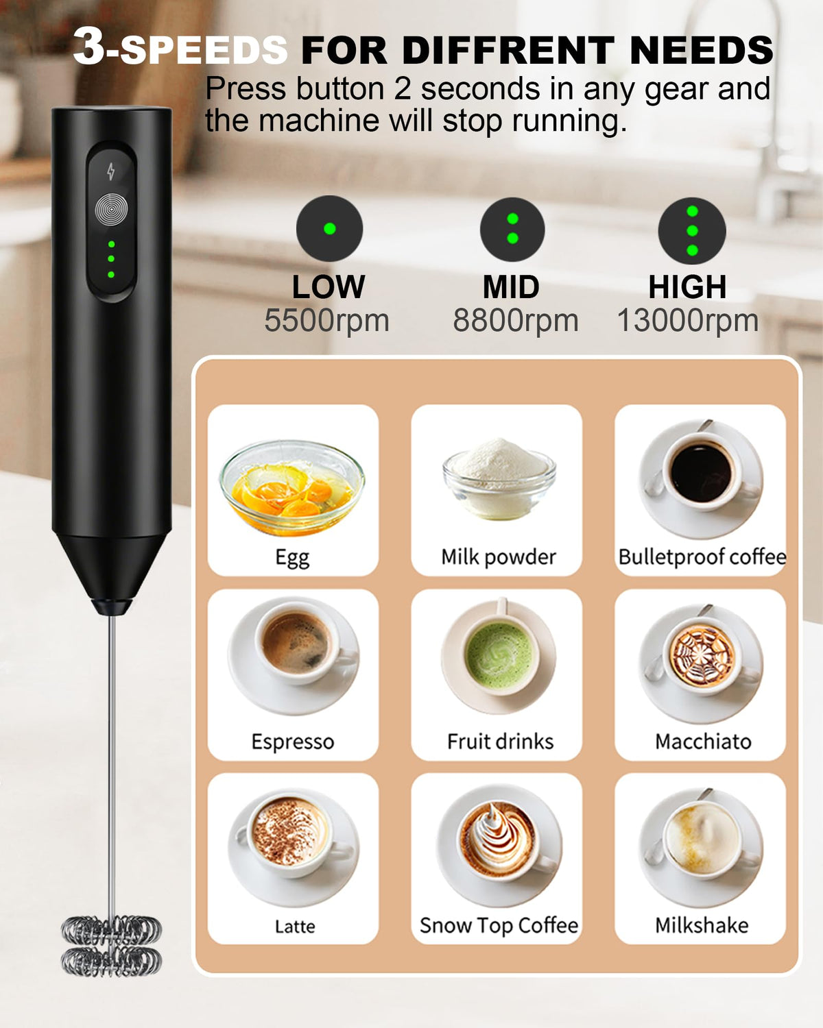 Rechargeable Handheld Milk Frother O8863