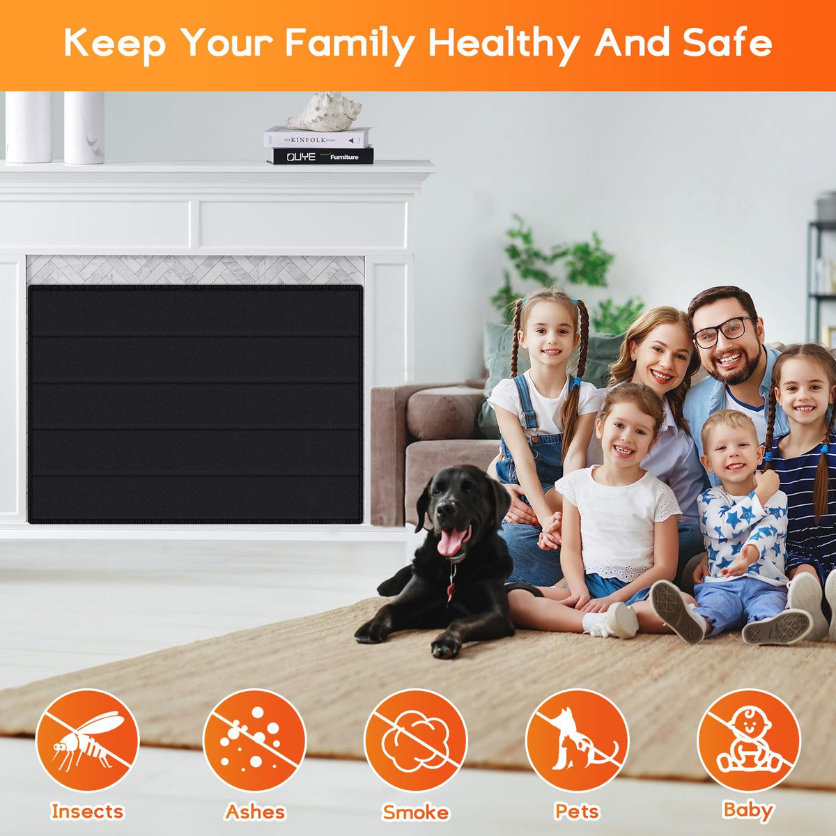 Magnetic Fireplace Cover Oxford Indoor Draft Stopper R954340
