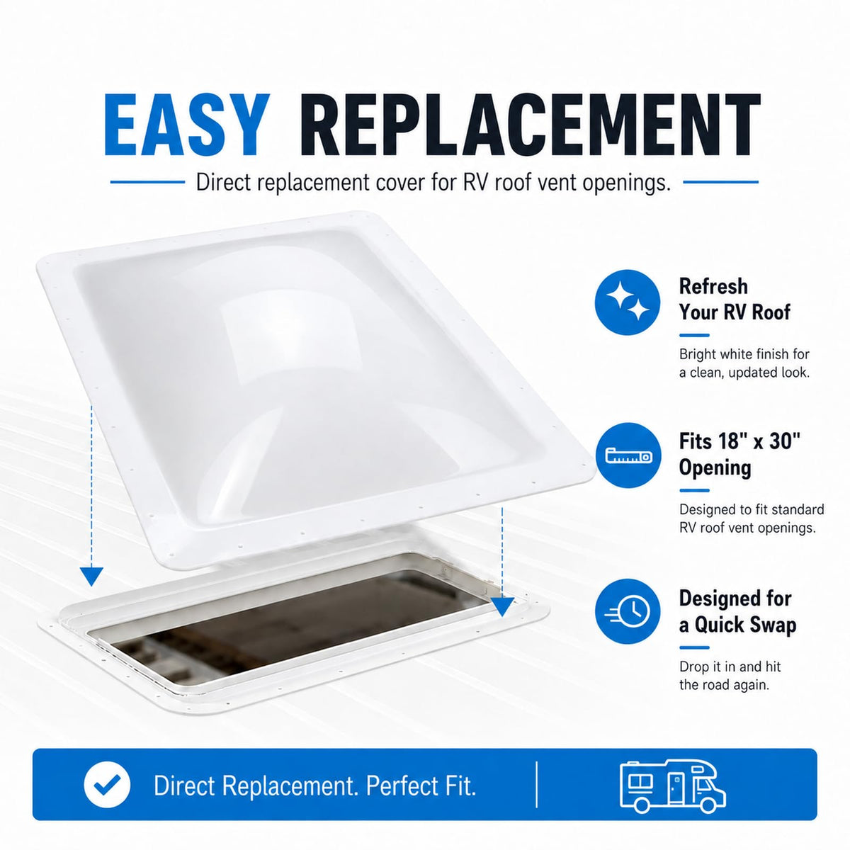 RV Skylight Replacement 22" x 34" Outer Dome Cover I240514