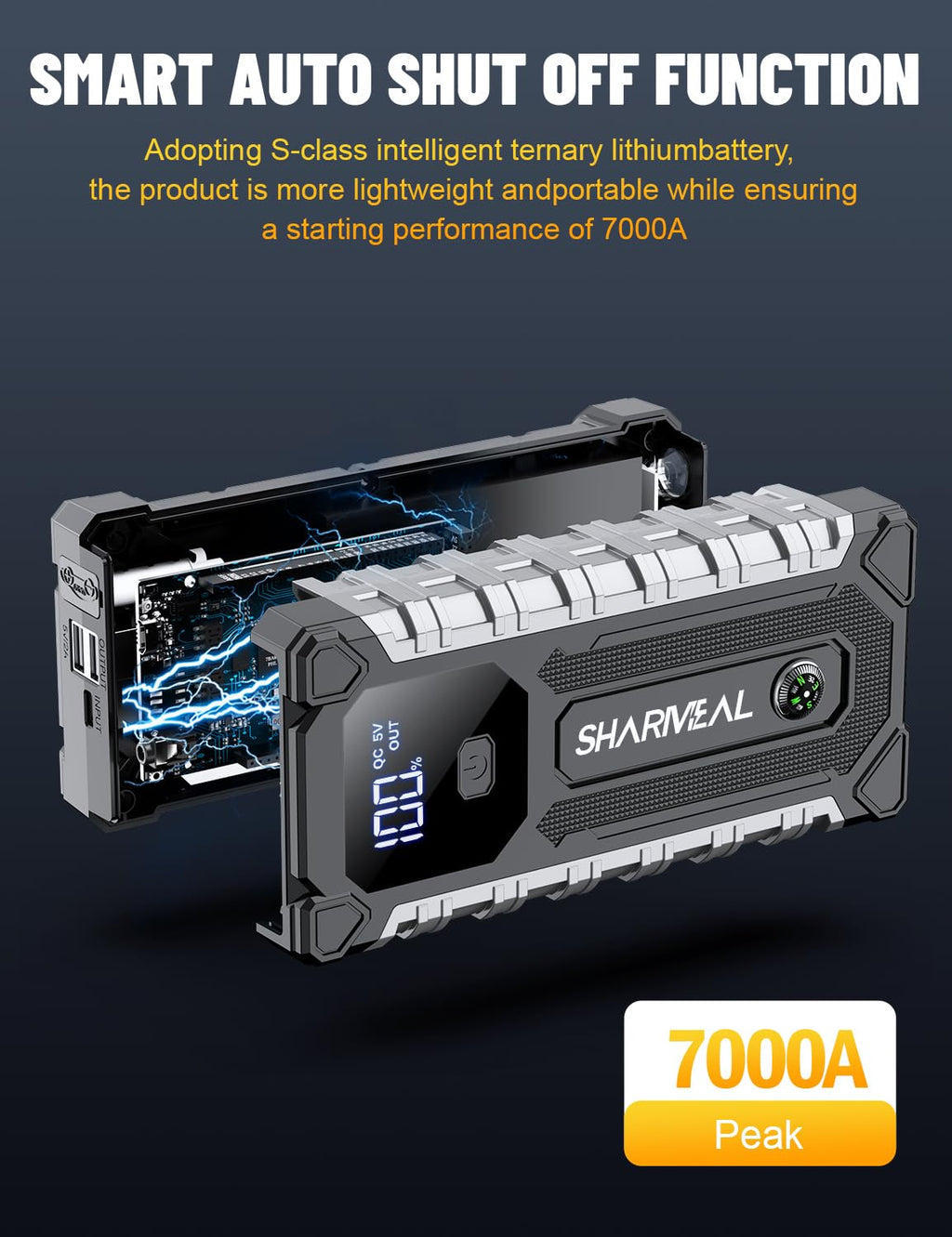 7000A 12V Portable Jump Starter with LED Light G43033