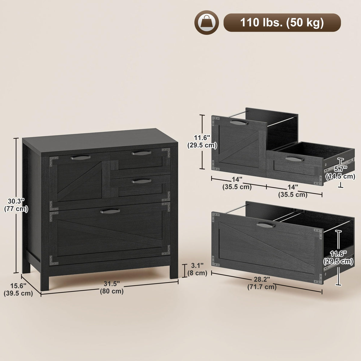 Black 4 Drawer File Cabinet G60654