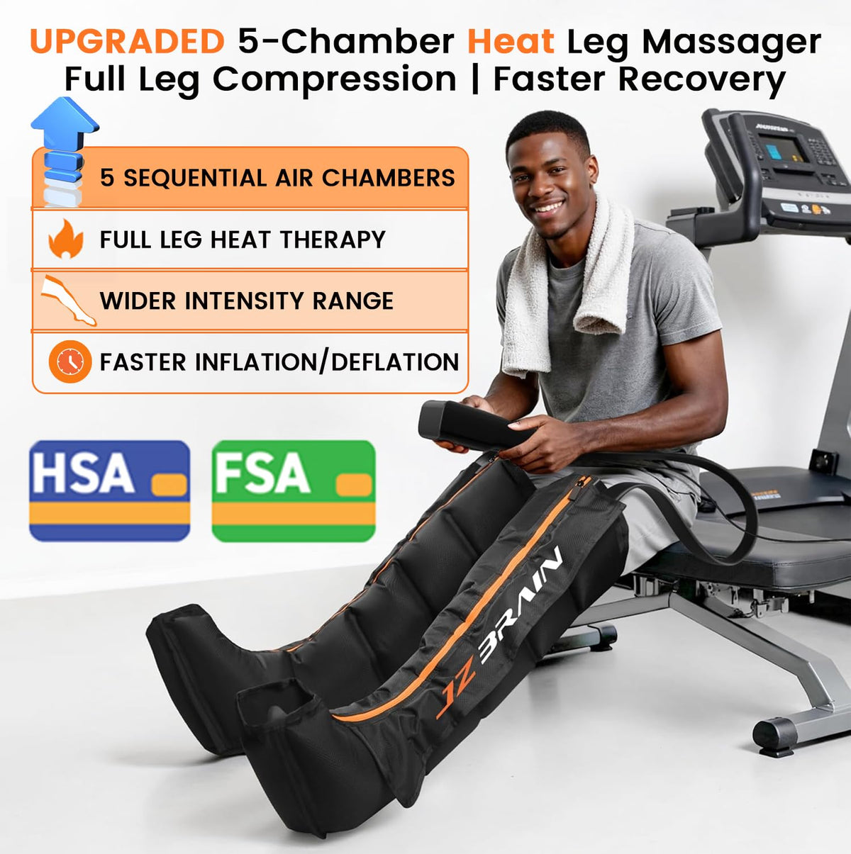 Air Compression Boots Leg Massager with Heat, 6 Modes & 11 Intensities (Large) S673723