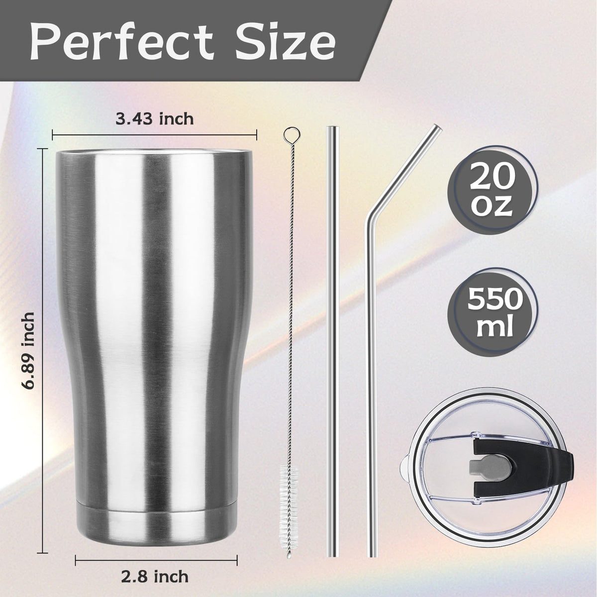 20oz Insulated Tumbler with Lid Straw Z598392