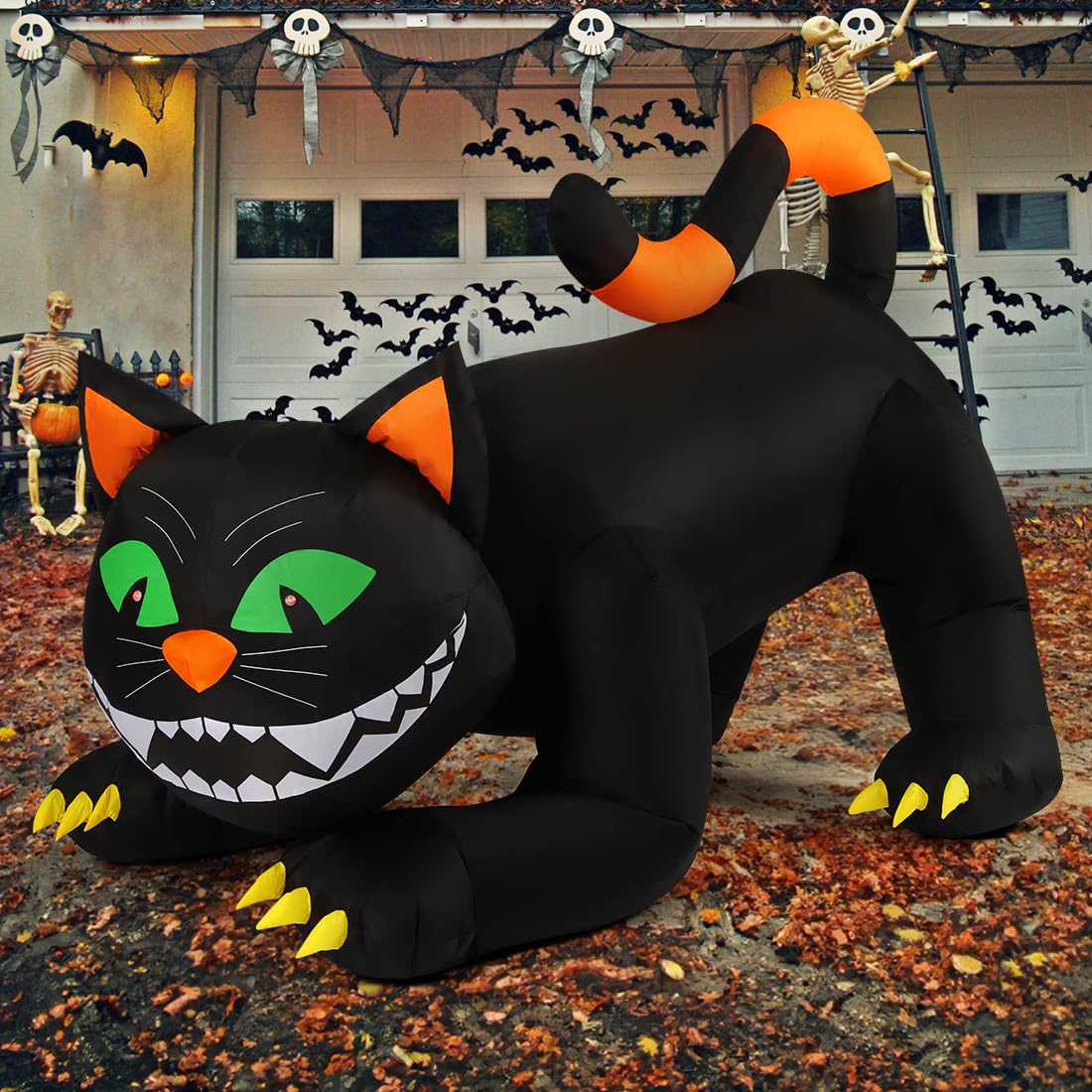 6 FT Halloween Inflatables Black Cat with Moving Head and Built-in LEDs L5246