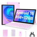 Android 15 Tablet 10 inch, 2 in 1 Tablet with Keyboard Case Mouse Stylus, 8GB RAM 32GB ROM, Quad Core, 1280x800 HD Screen, 6000mAh Q93776