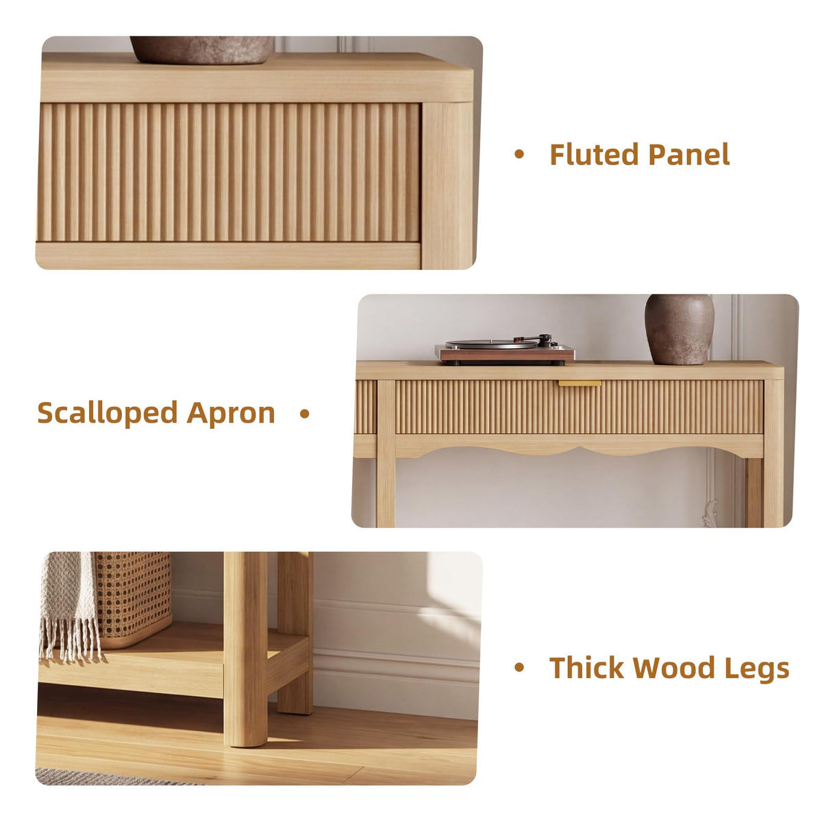 71" Oak Console Table with Storage M5395