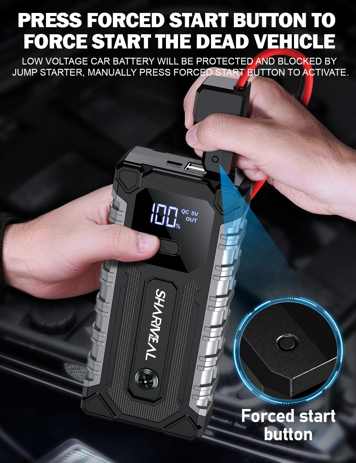 7000A 12V Portable Jump Starter with LED Light G43033