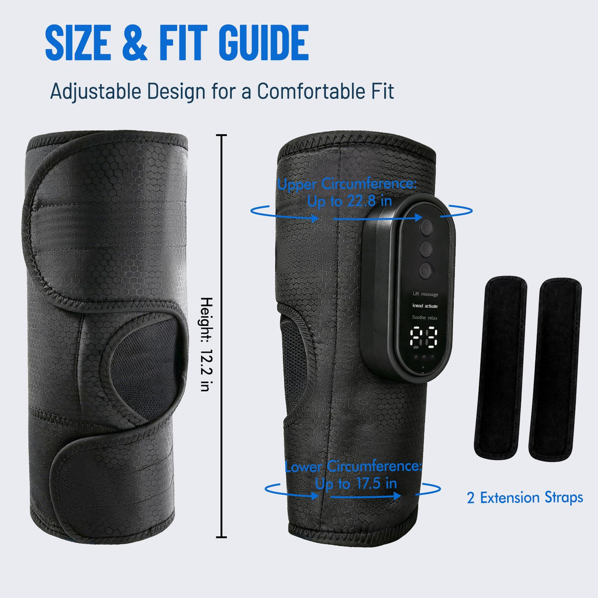 Cordless Air Compression Leg Massager with Heat, 2 Pack (Black) N52795