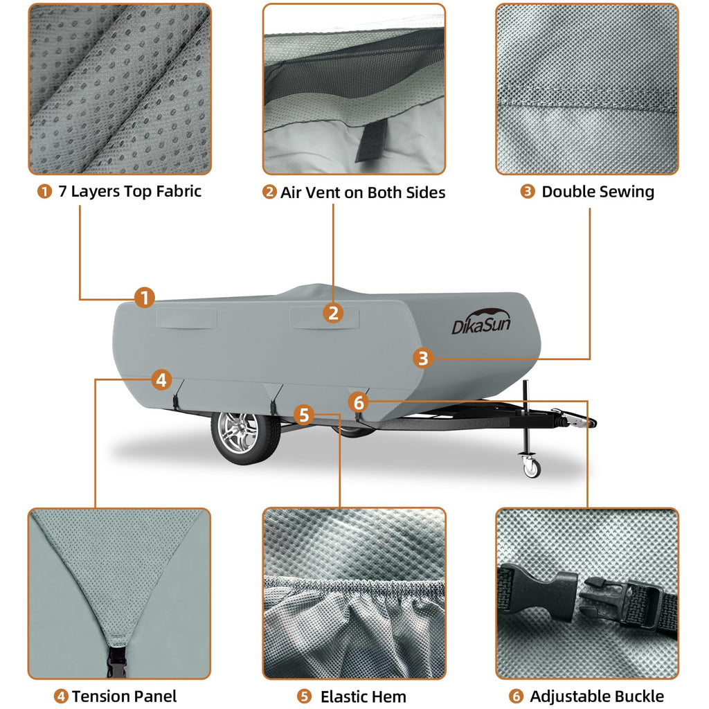 14' ~ 16' 7 Layers Waterproof Pop-up Camper Cover M1078