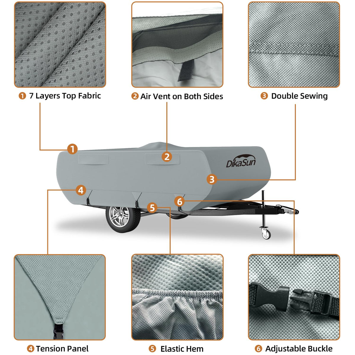 14' ~ 16' 7 Layers Waterproof Pop-up Camper Cover M1078