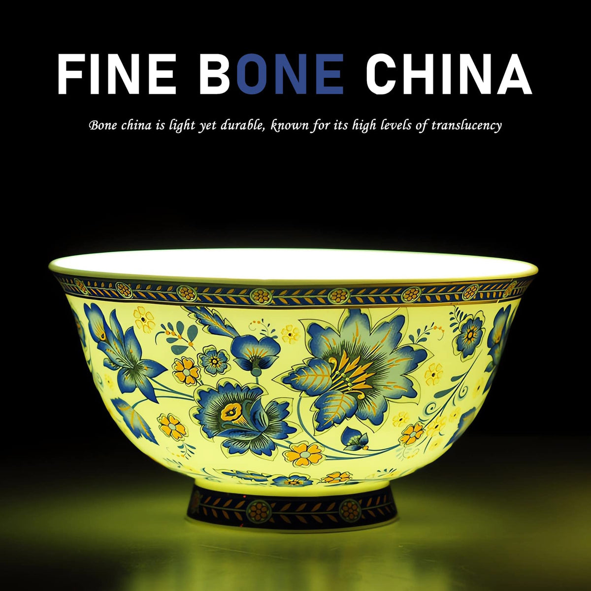 Bone China Tea Set for 6, 12 Pieces Blue and White M3869