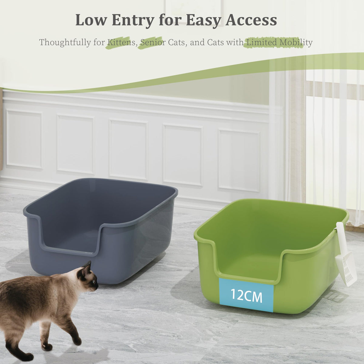 Large High Sided Cat Litter Box with Scoop 2 Pack U49047