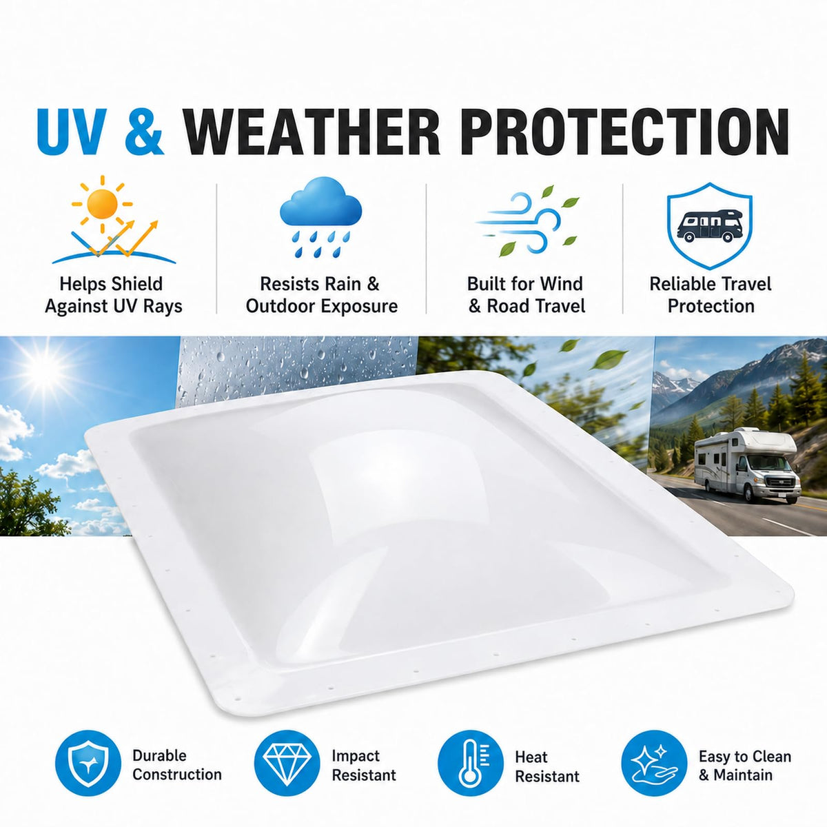 RV Skylight Replacement 22" x 34" Outer Dome Cover I240514
