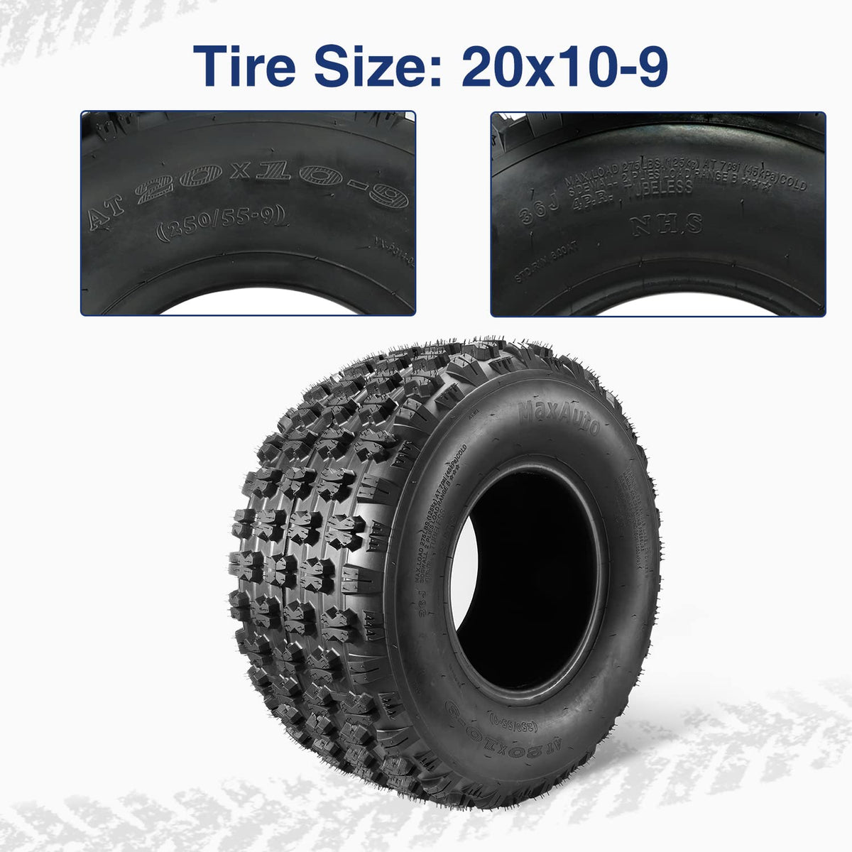 Set of 4 Sport ATV Tires 22x7-10 Front & 20x10-9 Rear 4PR Y5773