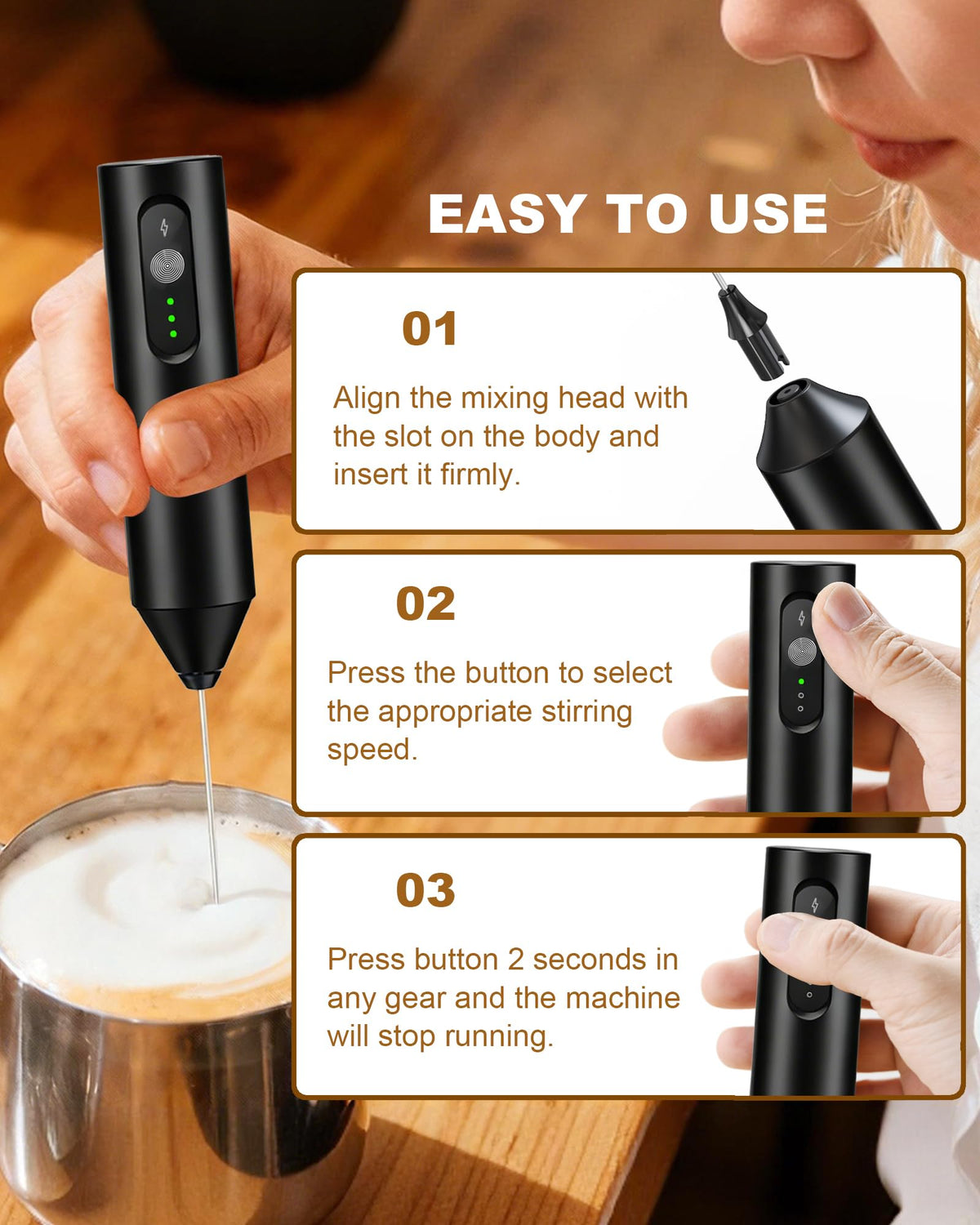 Rechargeable Handheld Milk Frother O8863