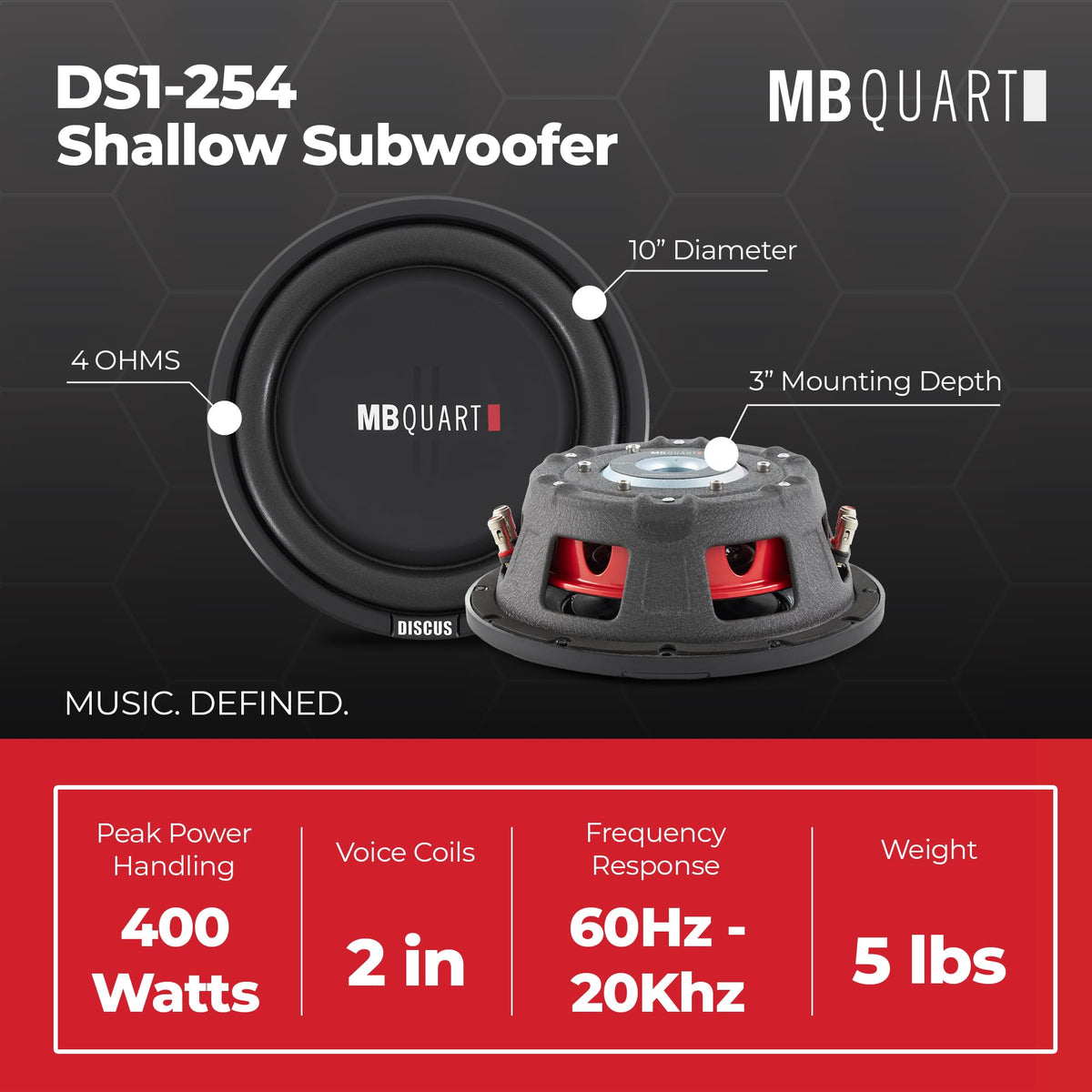 10 Inch 400W 4 Ohm DVC Car Subwoofer, 2 Pack L820