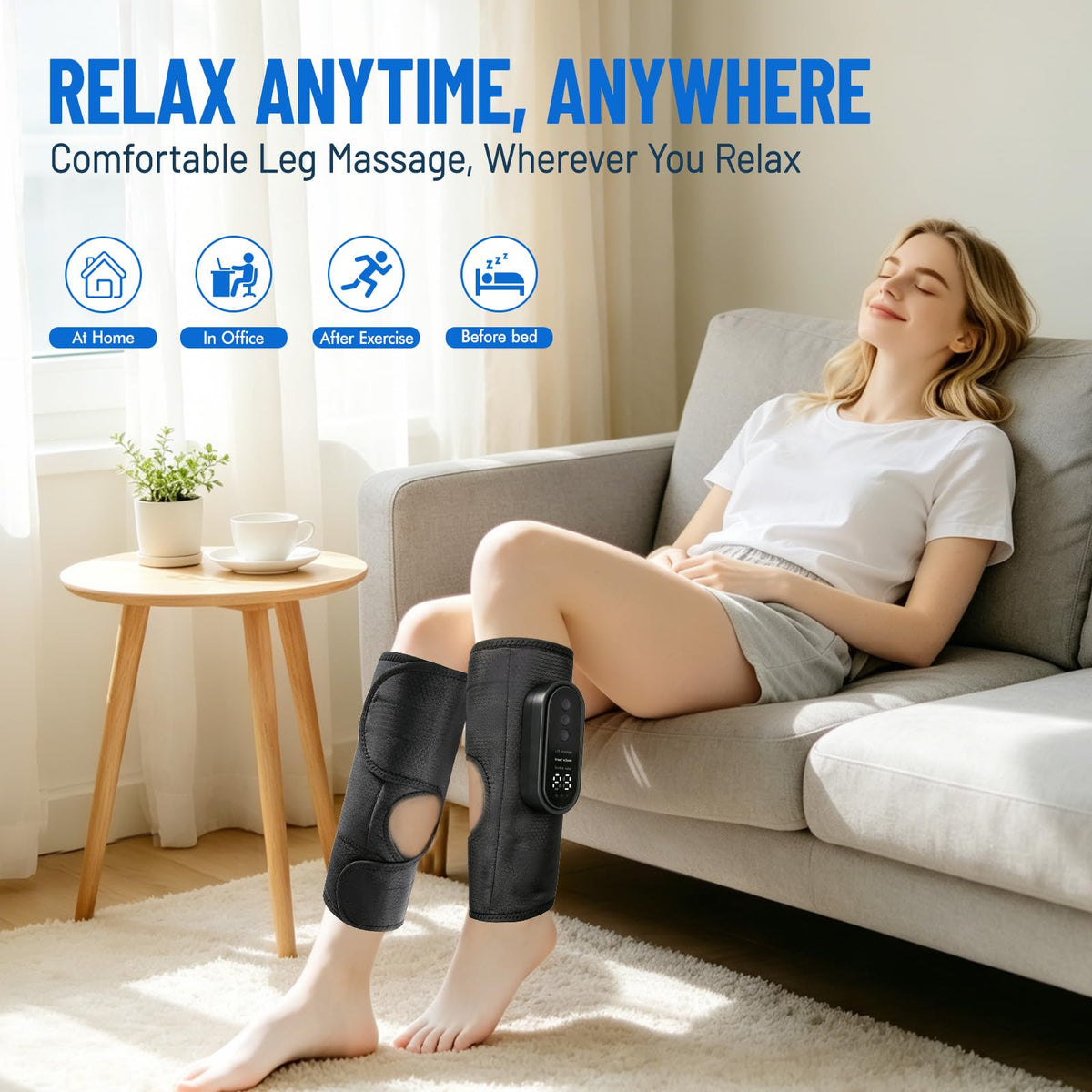 Cordless Air Compression Leg Massager with Heat, 2 Pack (Black) N52795