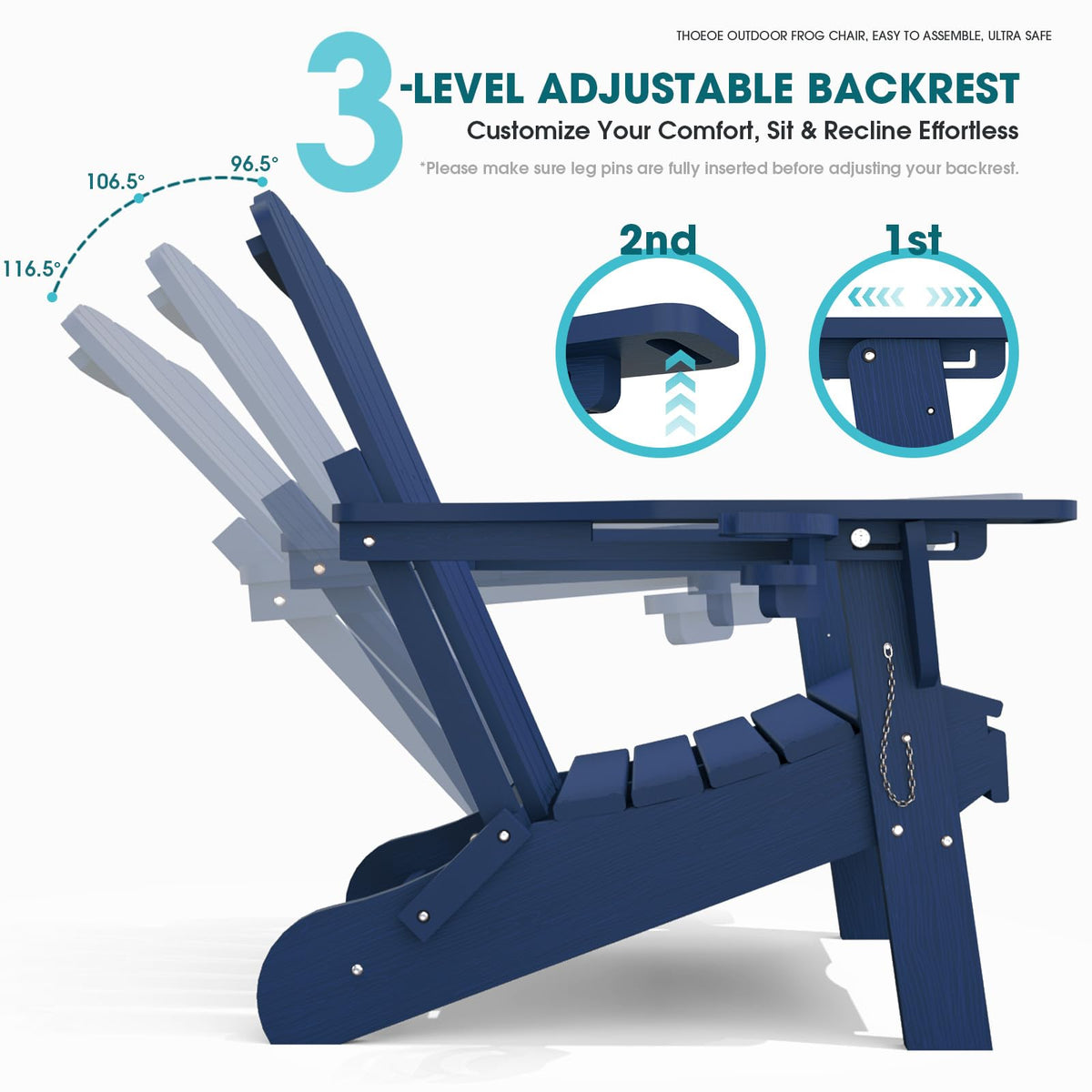 Folding HDPE Adirondack Chairs with Footrest I632992