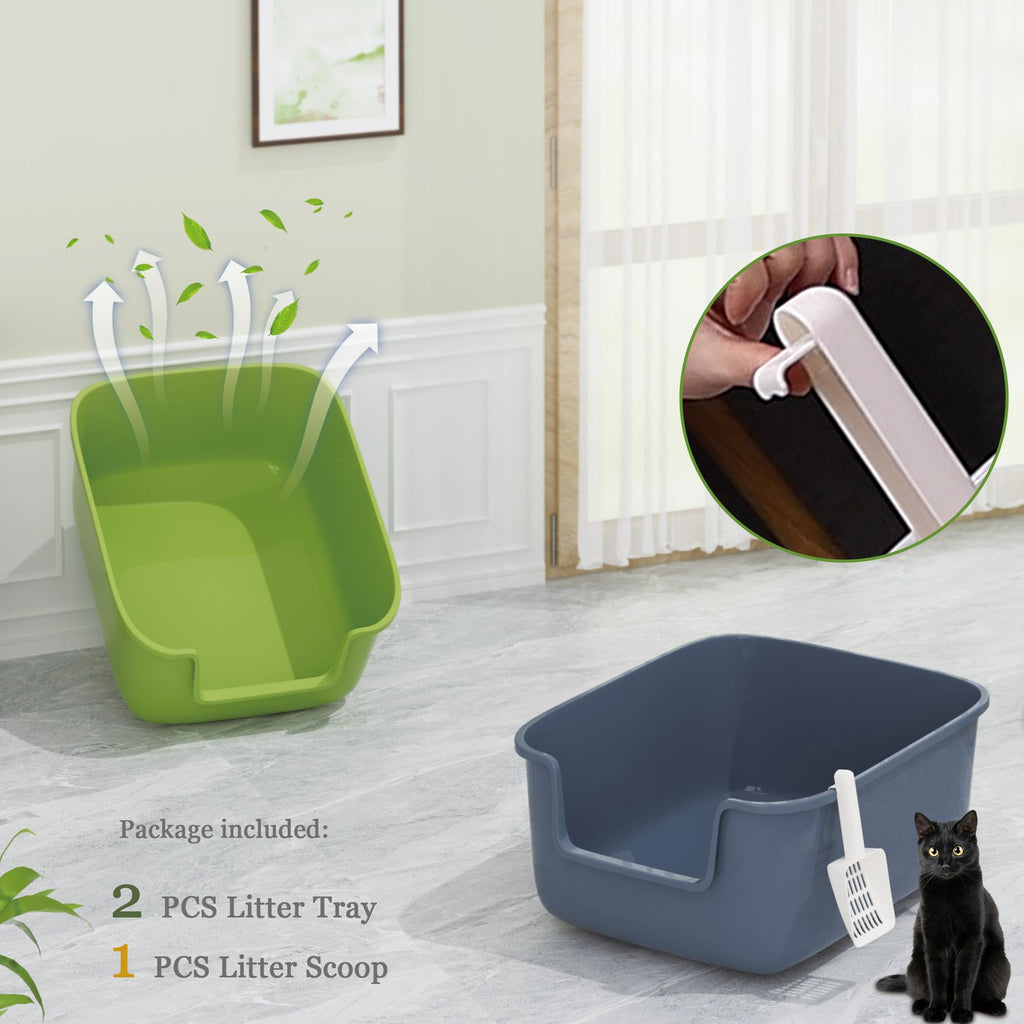 Large High Sided Cat Litter Box with Scoop 2 Pack U49047