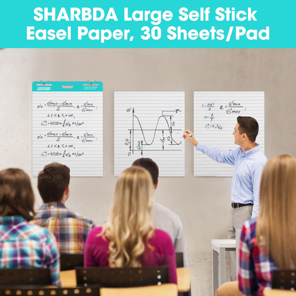 Self-Stick Flip Chart Paper, 25 x 30 inch, 4 Pads, 120 Sheets W92631