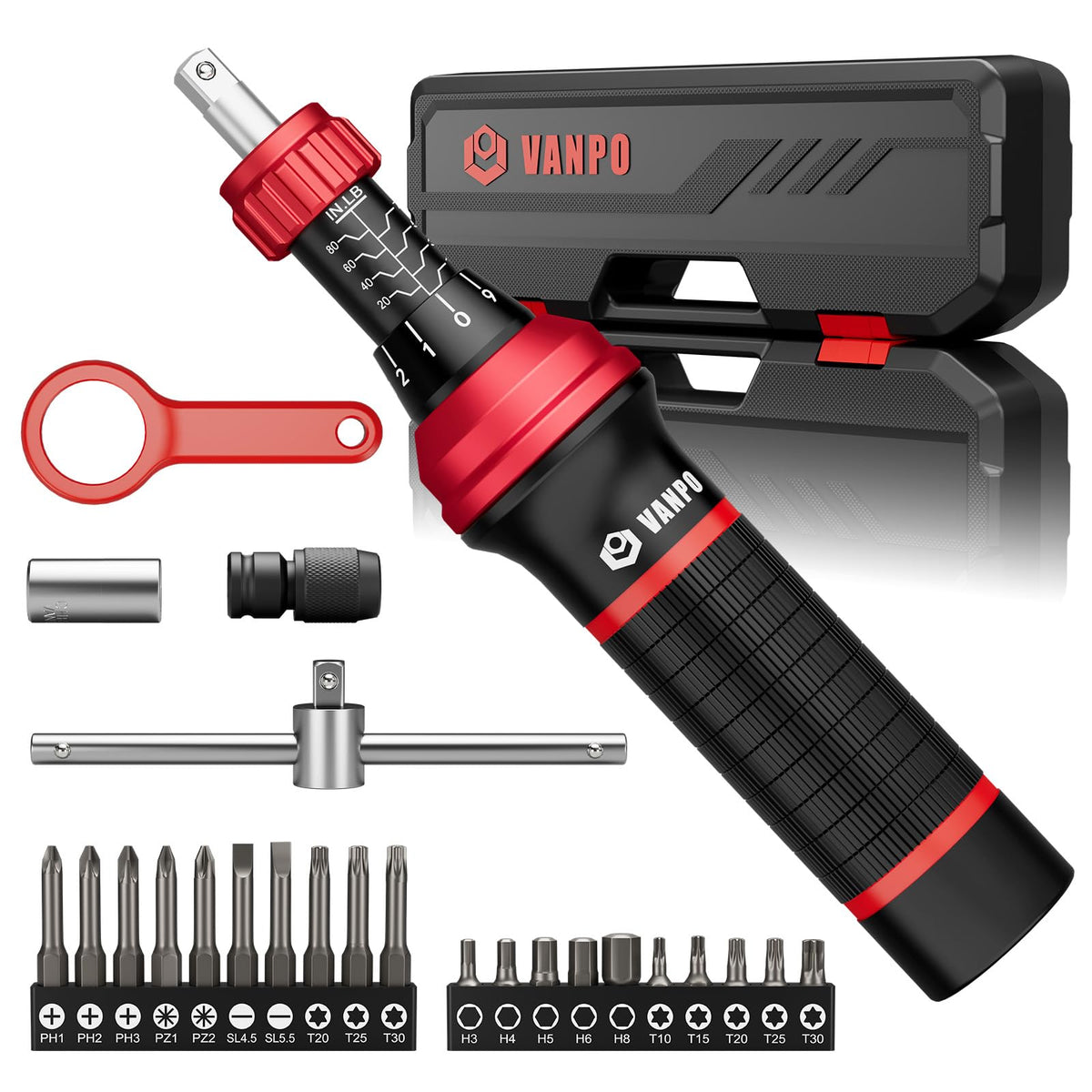 Torque Screwdriver, 10-80 In-lb, 24 Piece G154