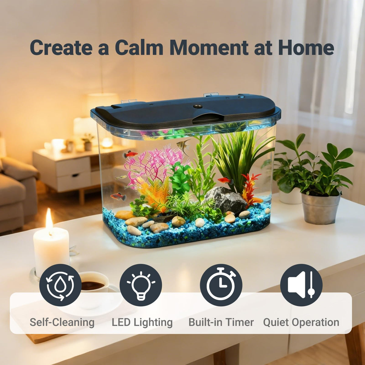 5-Gallon Aquarium Kit with LED Lighting and Power Filter C84419