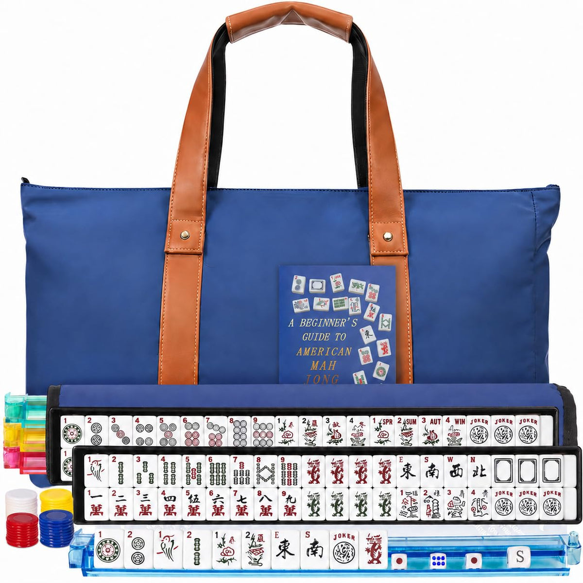 Mahjong Game Set with Racks, 166 Tiles & Bag V4823
