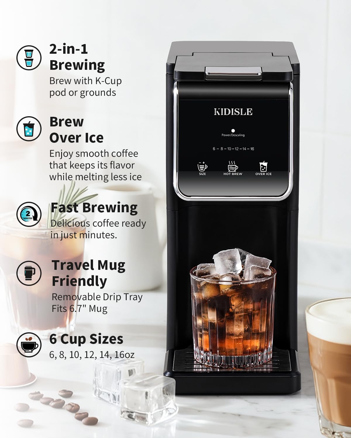 Black Single Serve Coffee Maker with 40oz Water Tank L251