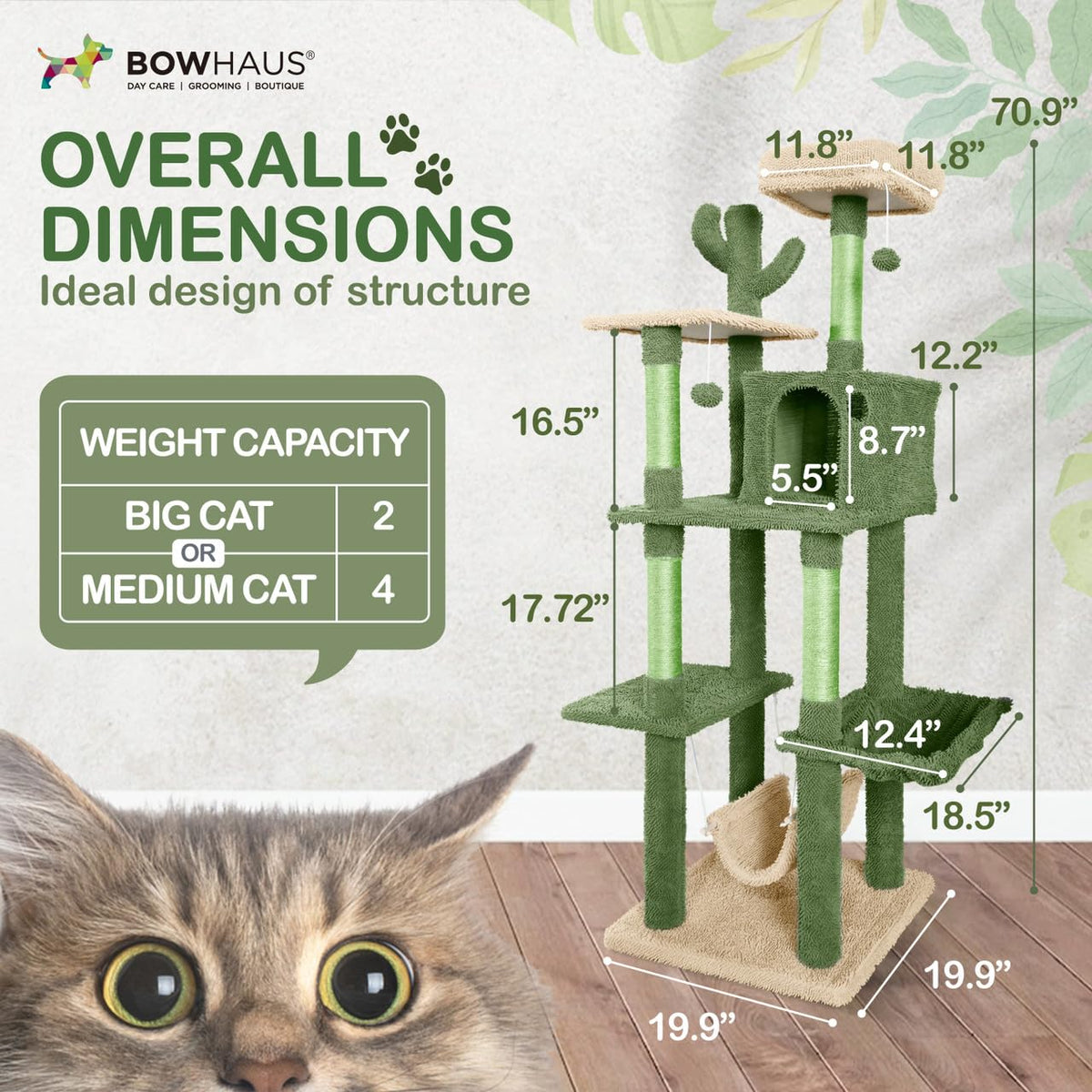70-Inch Multi-Level Cat Tree with Plush Perch C28194