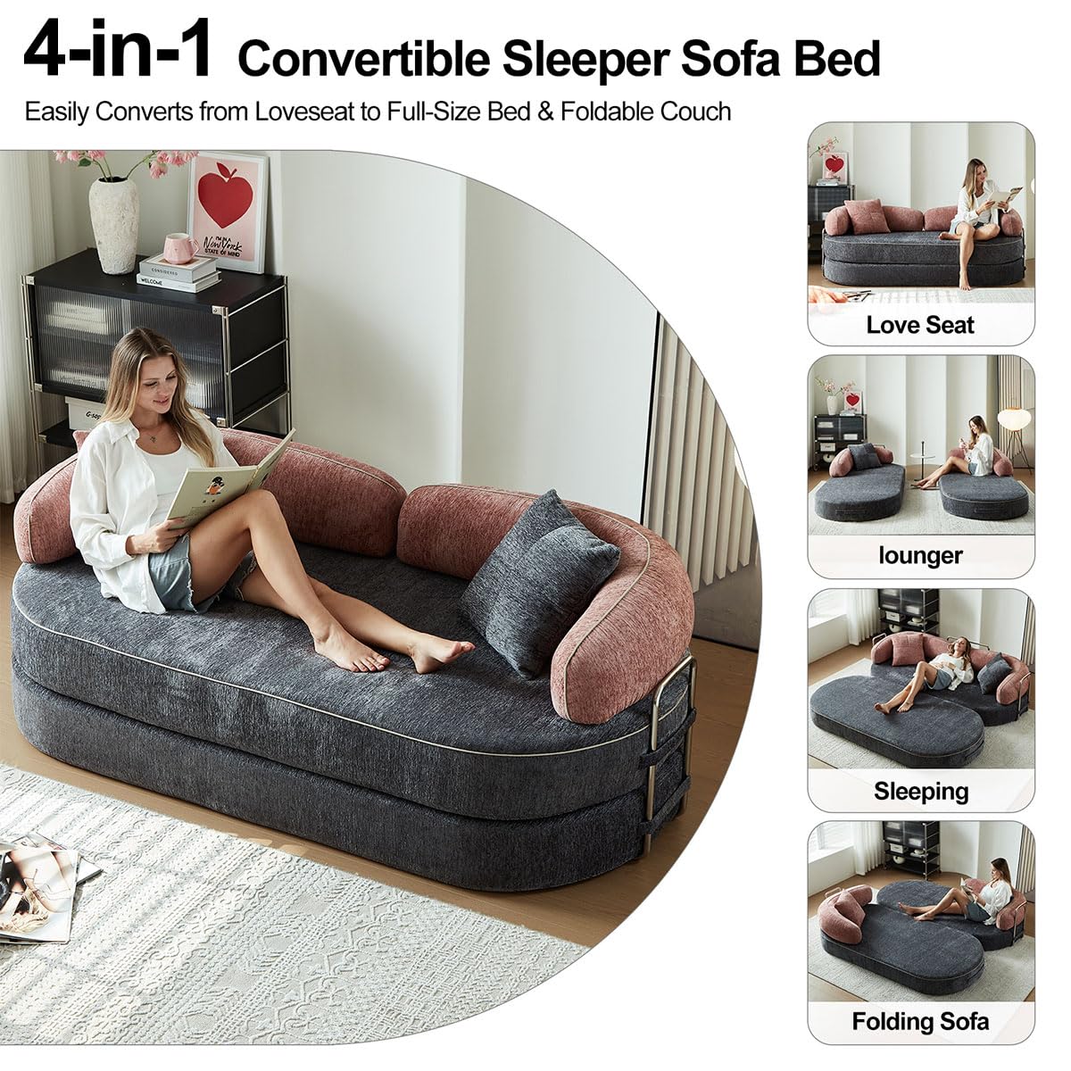 Queen Sleeper Sofa Bed Convertible Futon Couch A907