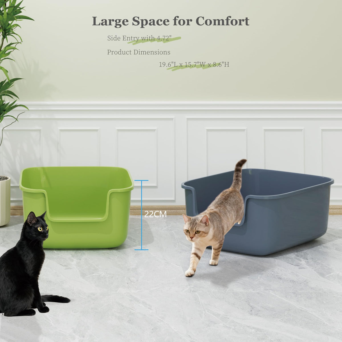 Large High Sided Cat Litter Box with Scoop 2 Pack U49047