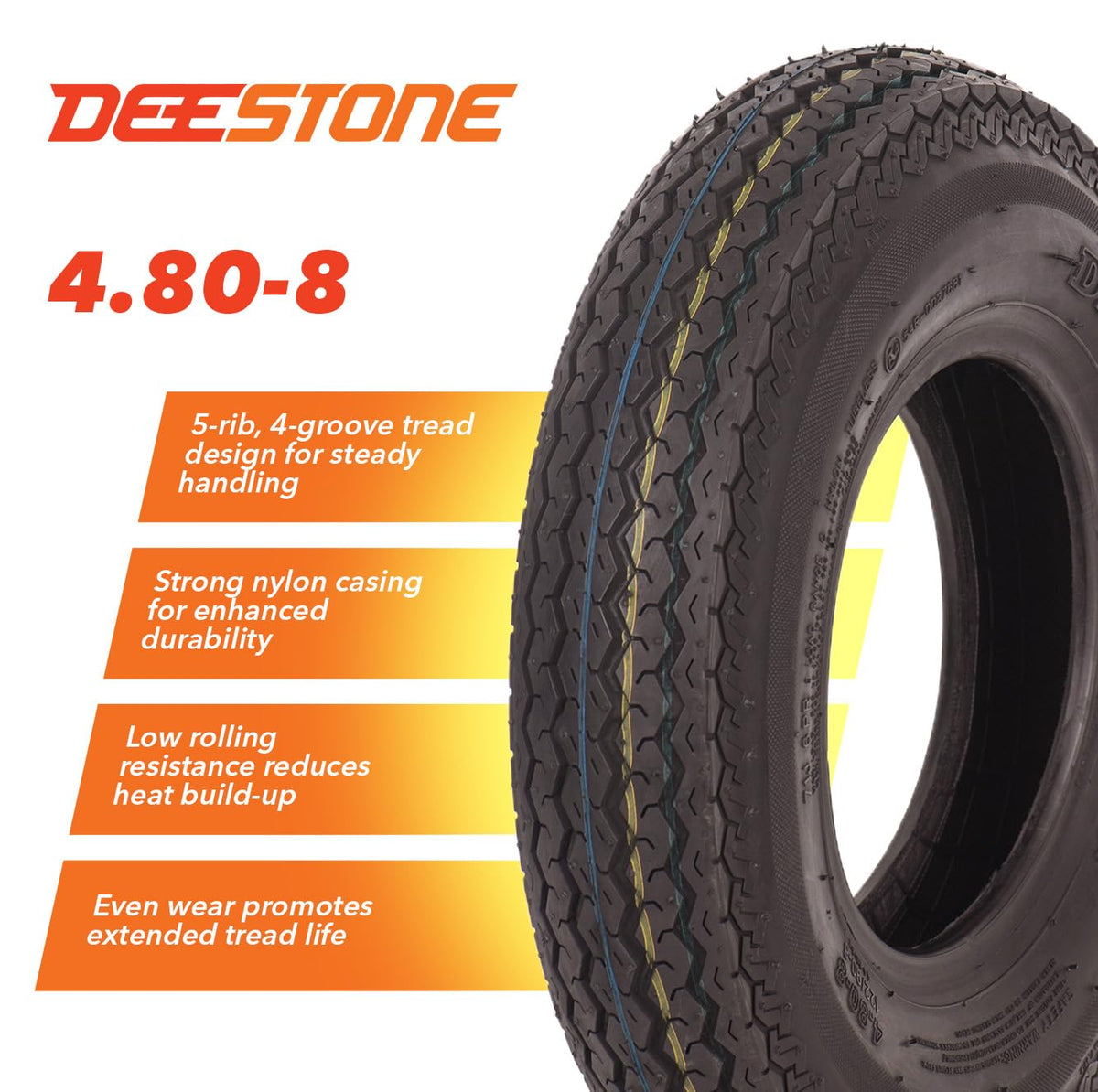 4.80-8 2 Tires 6 Ply Trailer H14127
