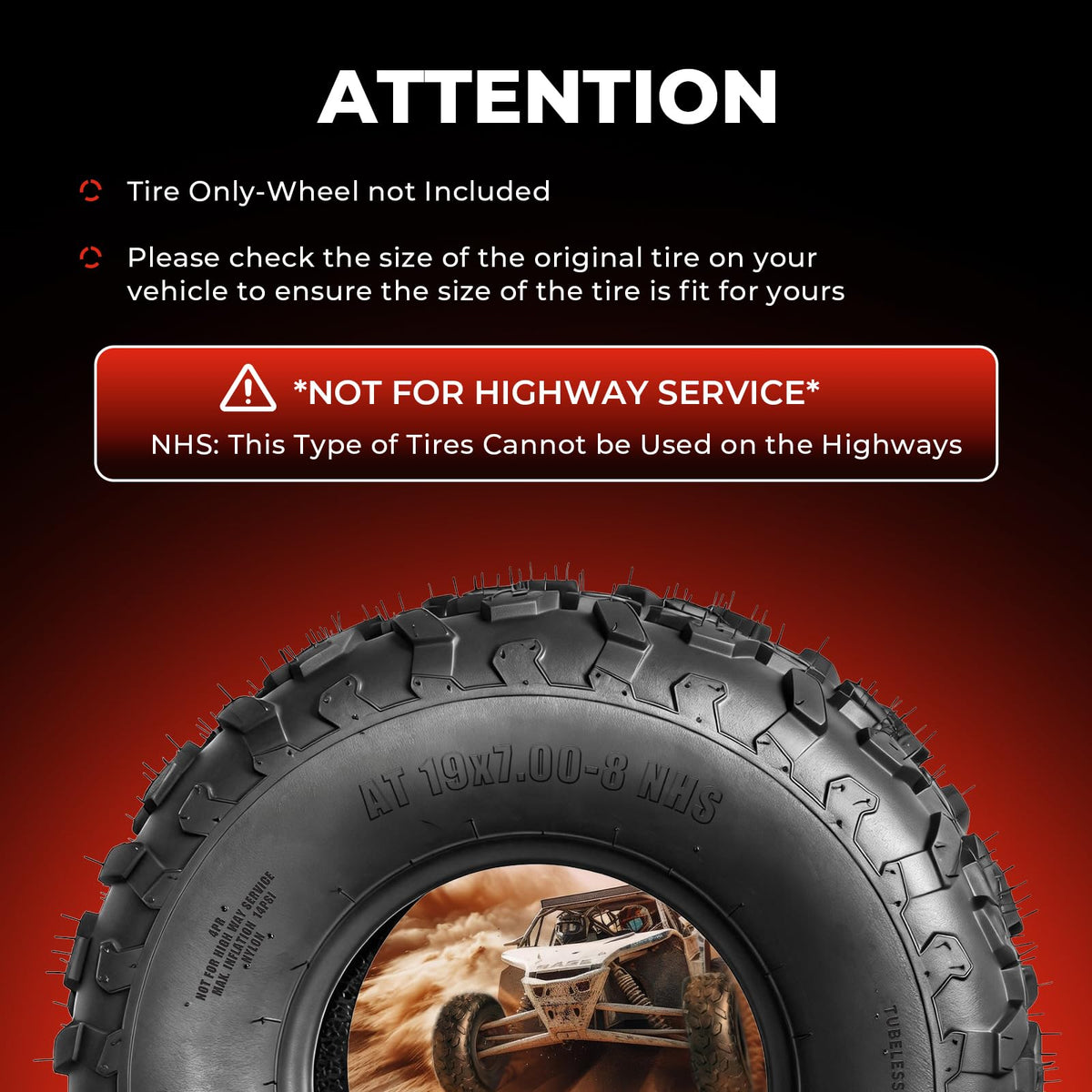 19x7-8 UTV ATV Tires Set of 4 E4337