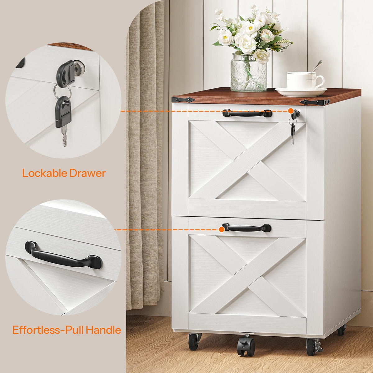 2 Drawer Locking Wood File Cabinet N395