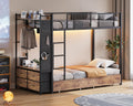 Twin Over Twin Metal Bunk Bed with Storage Drawers S4708