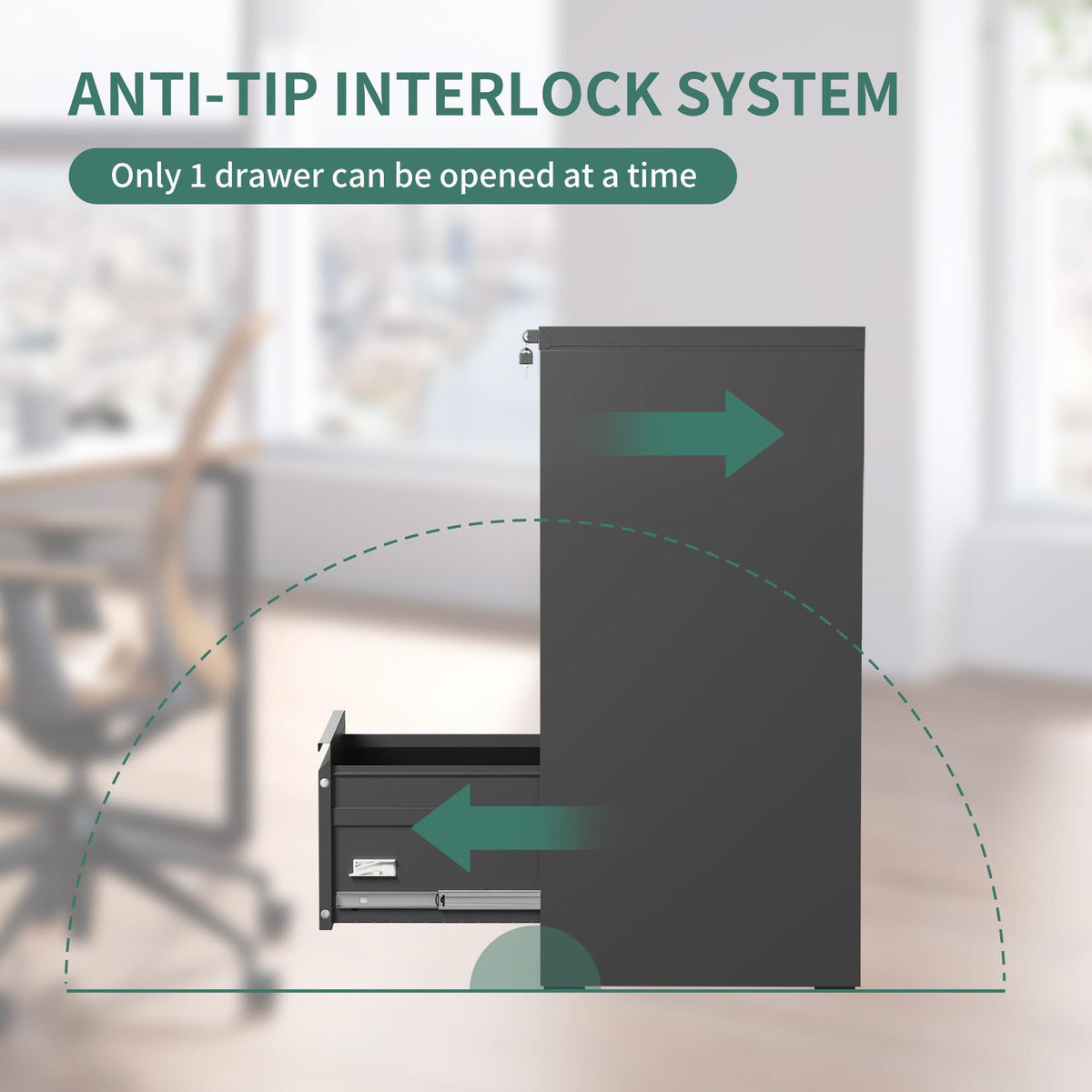 3 Drawer Metal File Cabinet with Lock V2604