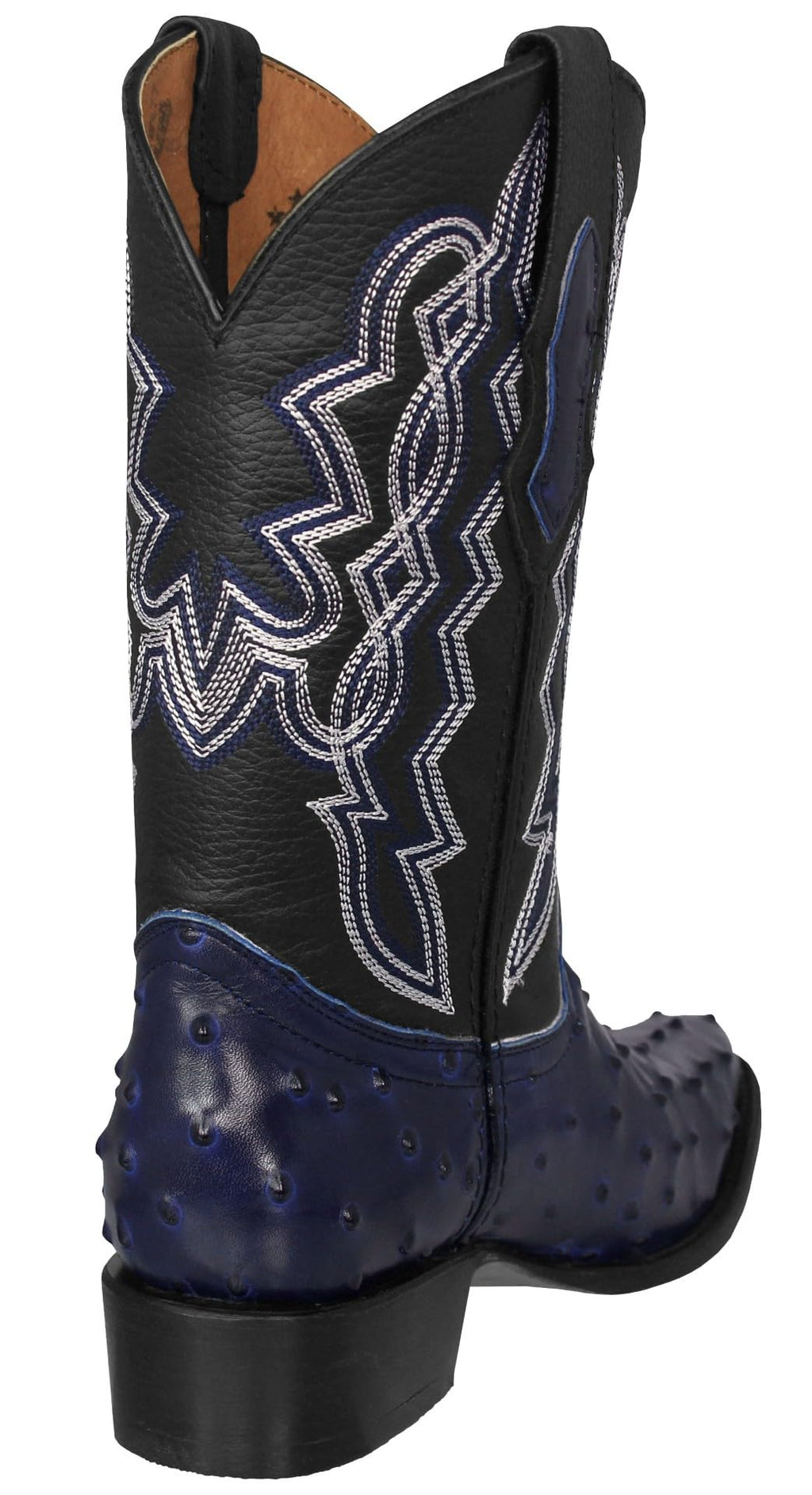 Blue Ostrich Quill Print Leather Western Cowboy Boots M58541