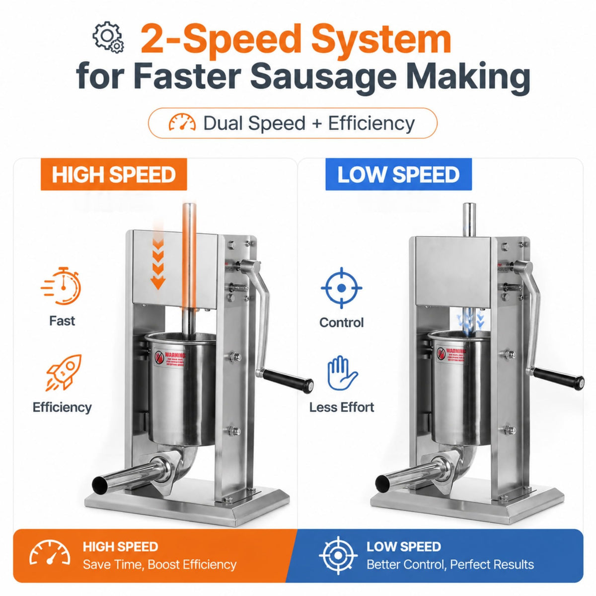 3L Stainless Steel Manual Sausage Stuffer with 4 Tubes W1399