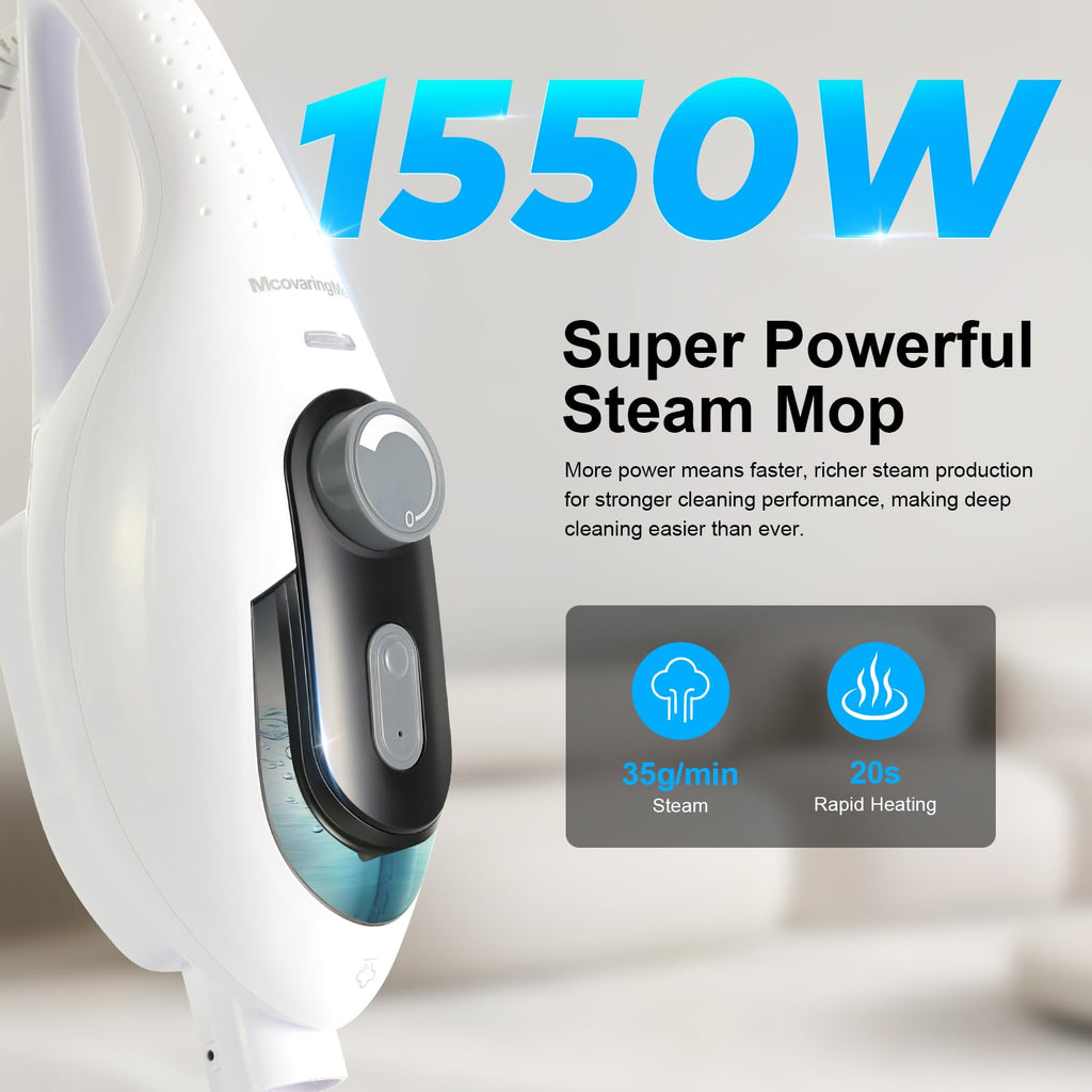 1550W 11-in-1 Steam Mop with 21.3FT Cord, White V4841