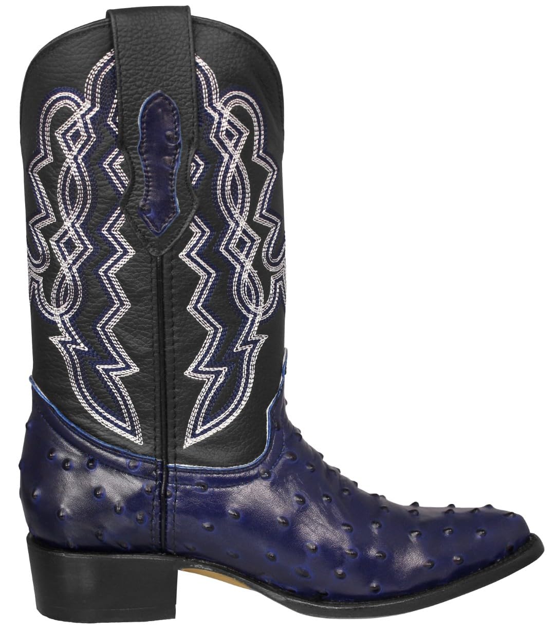 Blue Ostrich Quill Print Leather Western Cowboy Boots M58541
