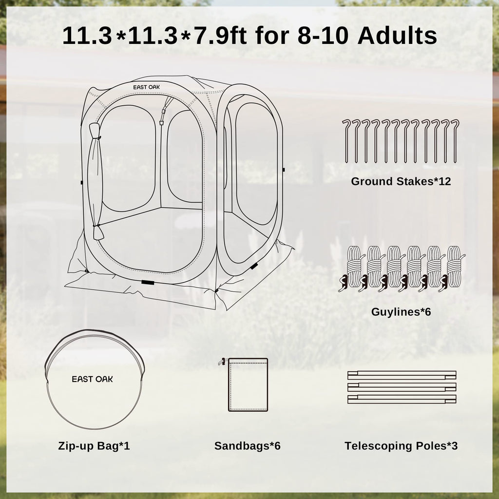 Pop-Up Screen House Tent 12 x 12 FT with Carry Bag G841