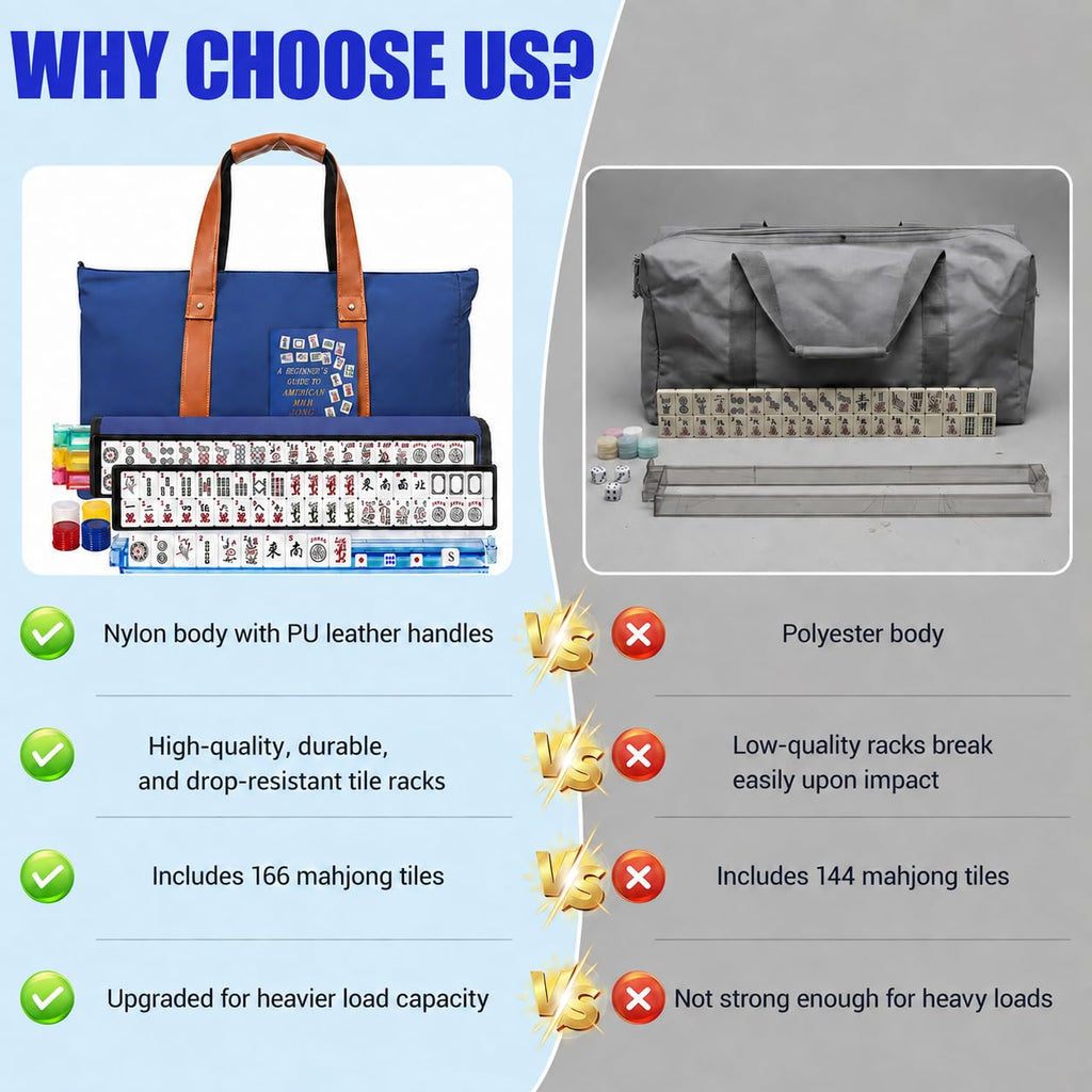 Mahjong Game Set with Racks, 166 Tiles & Bag V4823