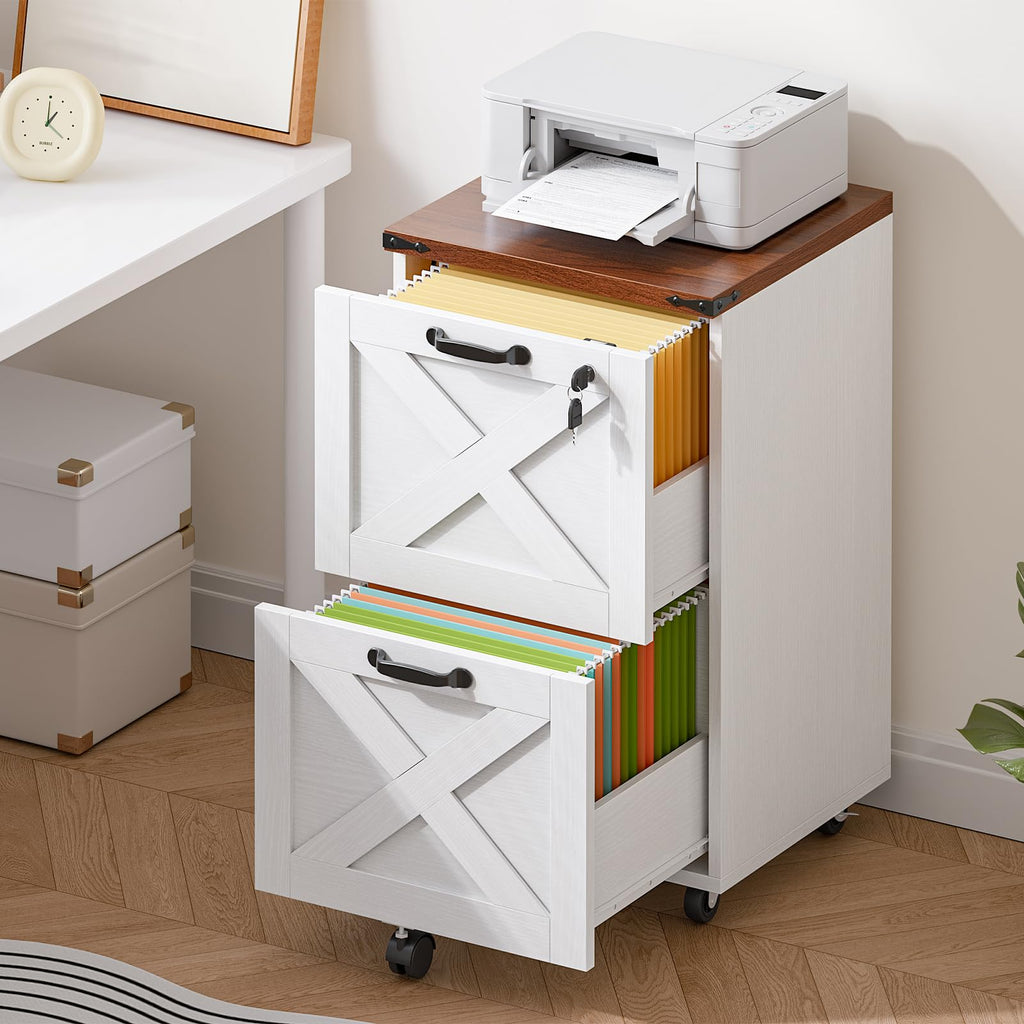2 Drawer Locking Wood File Cabinet N395