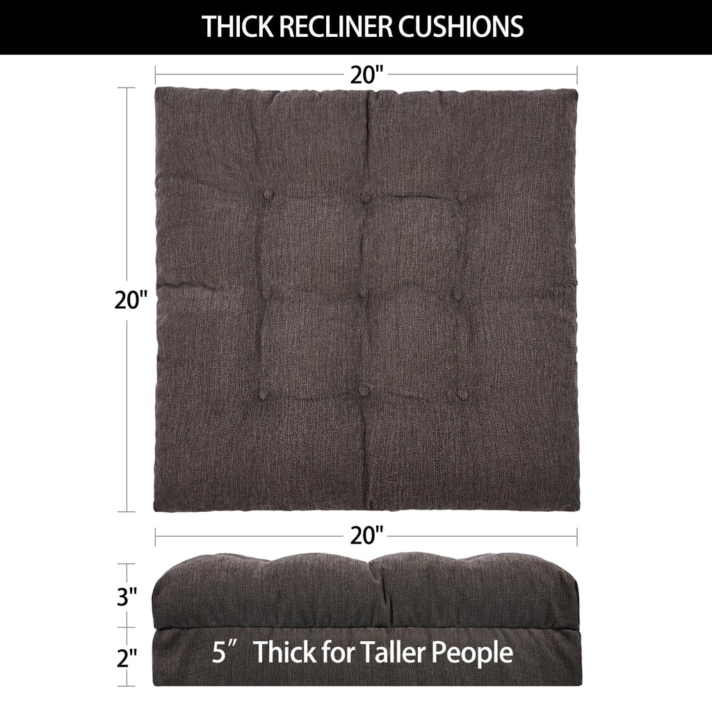 20x20x5 Inch Thick Tufted Dual Layer Chair Cushion Taupe 1P V99244