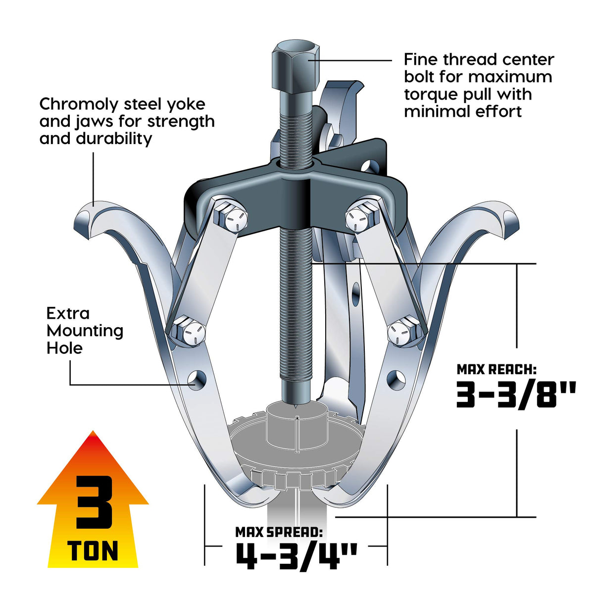 2/3 Jaw Reversible Gear Puller Set, 4-Inch M19759
