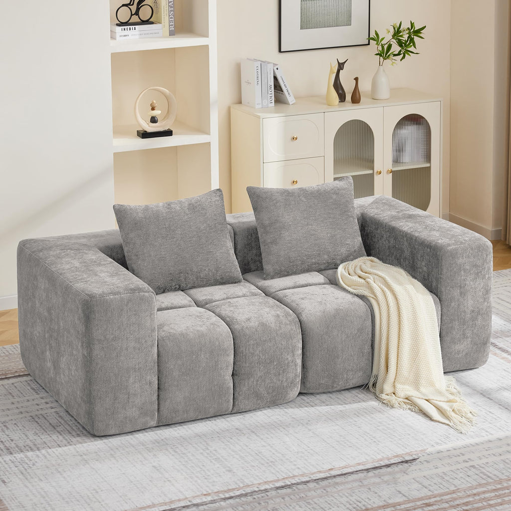 Light Grey Oversized Tufted Memory Foam Loveseat F59615
