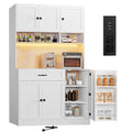 72" Kitchen Pantry Cabinet with LED Light and Charging Station Y22056